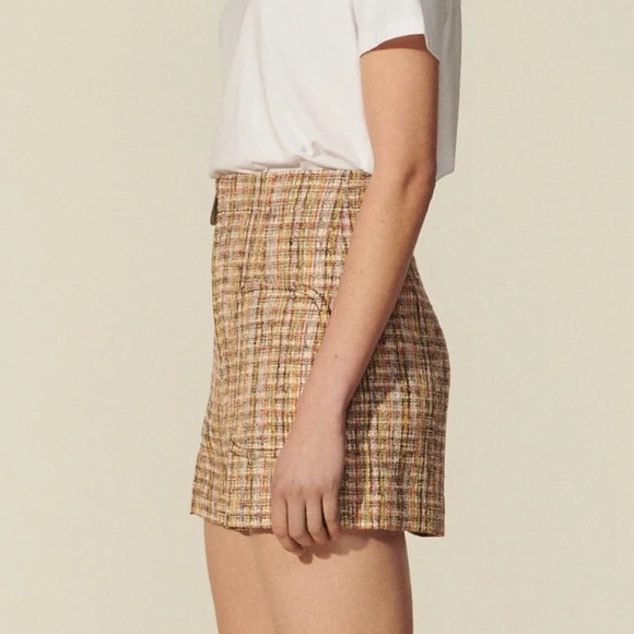 SANDRO Hubert Zip Front Tweed Shorts - size 40 worn once great condition - Picture 4 of 13